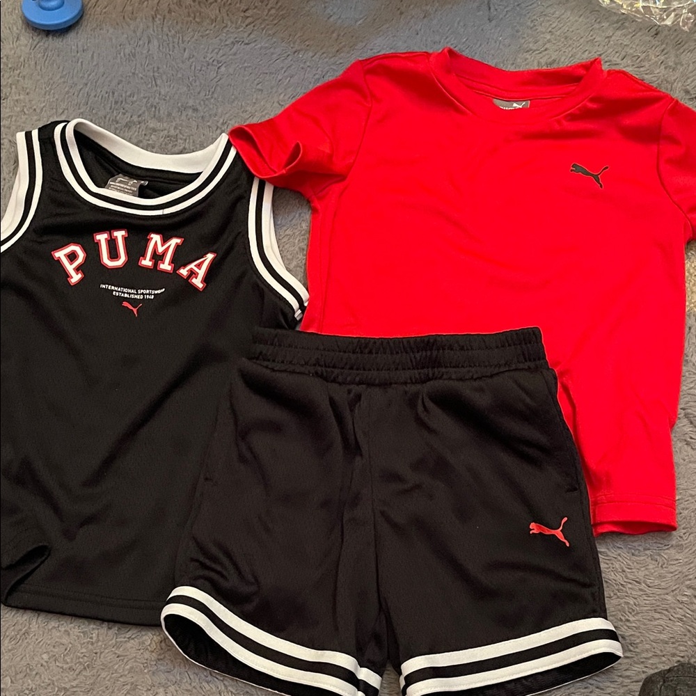 Puma Red and Black Kids Activewear 3 Piece Set - 3T